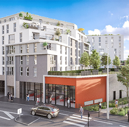 « GENTILLY »<br>
133, Avenue raspail – 8, rue du moulin de la roche<br>
94250 GENTILLY<br>
Construction de 86 logements collectifs et 1 Commerce