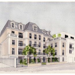 « 15 LORRAINE »<br>
15, rue de Lorraine<br>
78600 MAISONS LAFFITTE<br>
Construction de 28 logements collectifs